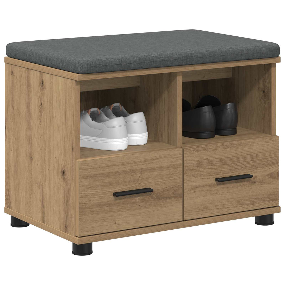 Sko bænk med pude Artisan-eg 60 x 38 x 46 cm Konstrueret træ