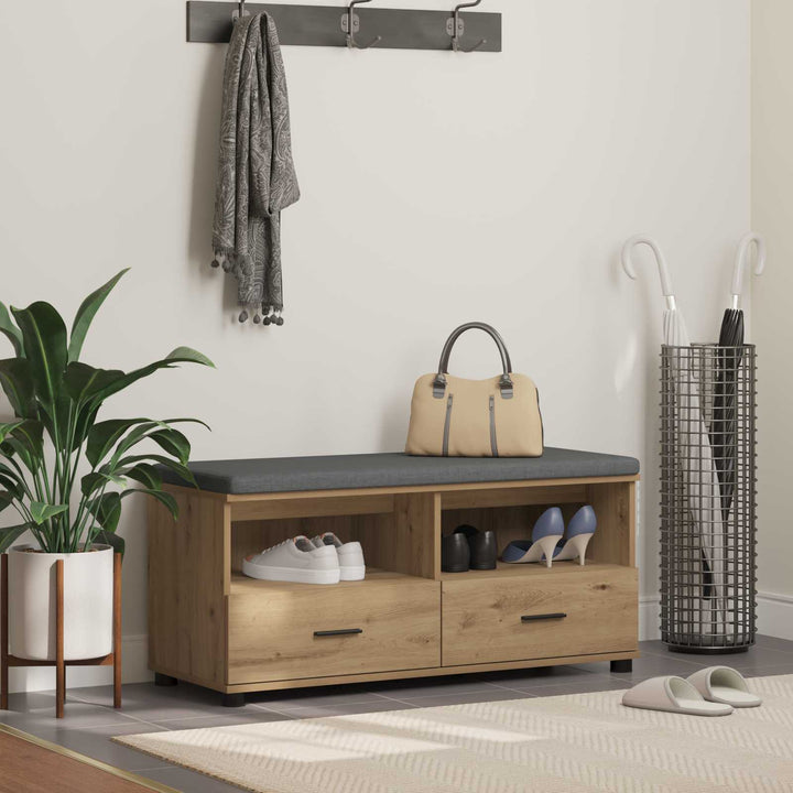 Sko bænk med pude Artisan-eg 100 x 38 x 46 cm Konstrueret træ