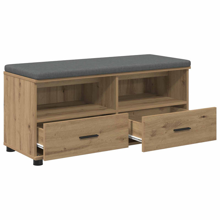 Sko bænk med pude Artisan-eg 100 x 38 x 46 cm Konstrueret træ