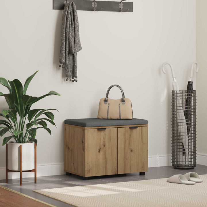 Skobænk med hynde Artisan-eg 60 x 38 x 46 cm Konstrueret træ