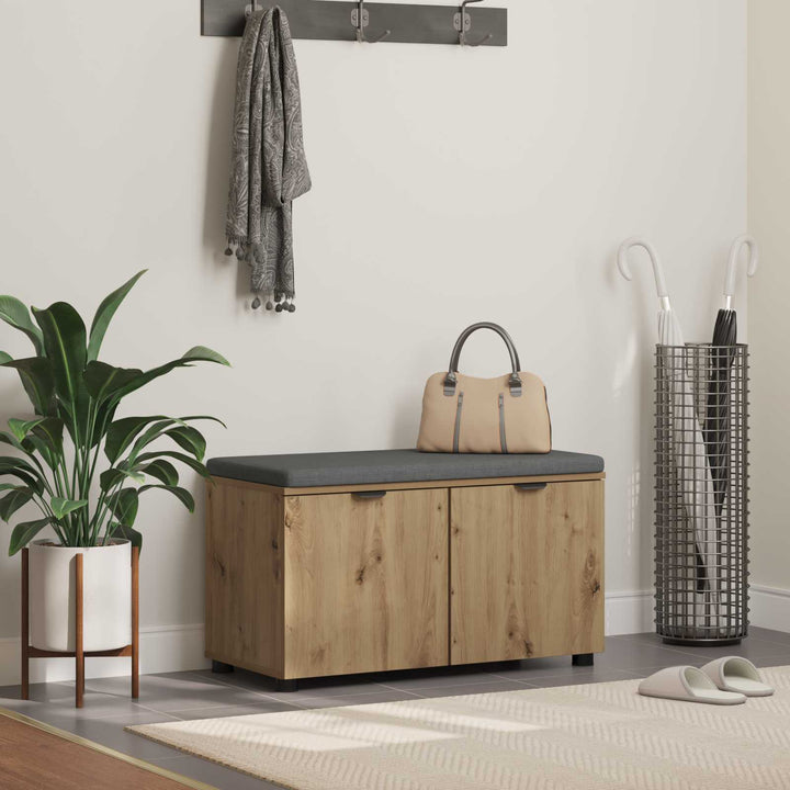 Skobænk med hynde Artisan-eg 80 x 38 x 46 cm Konstrueret træ