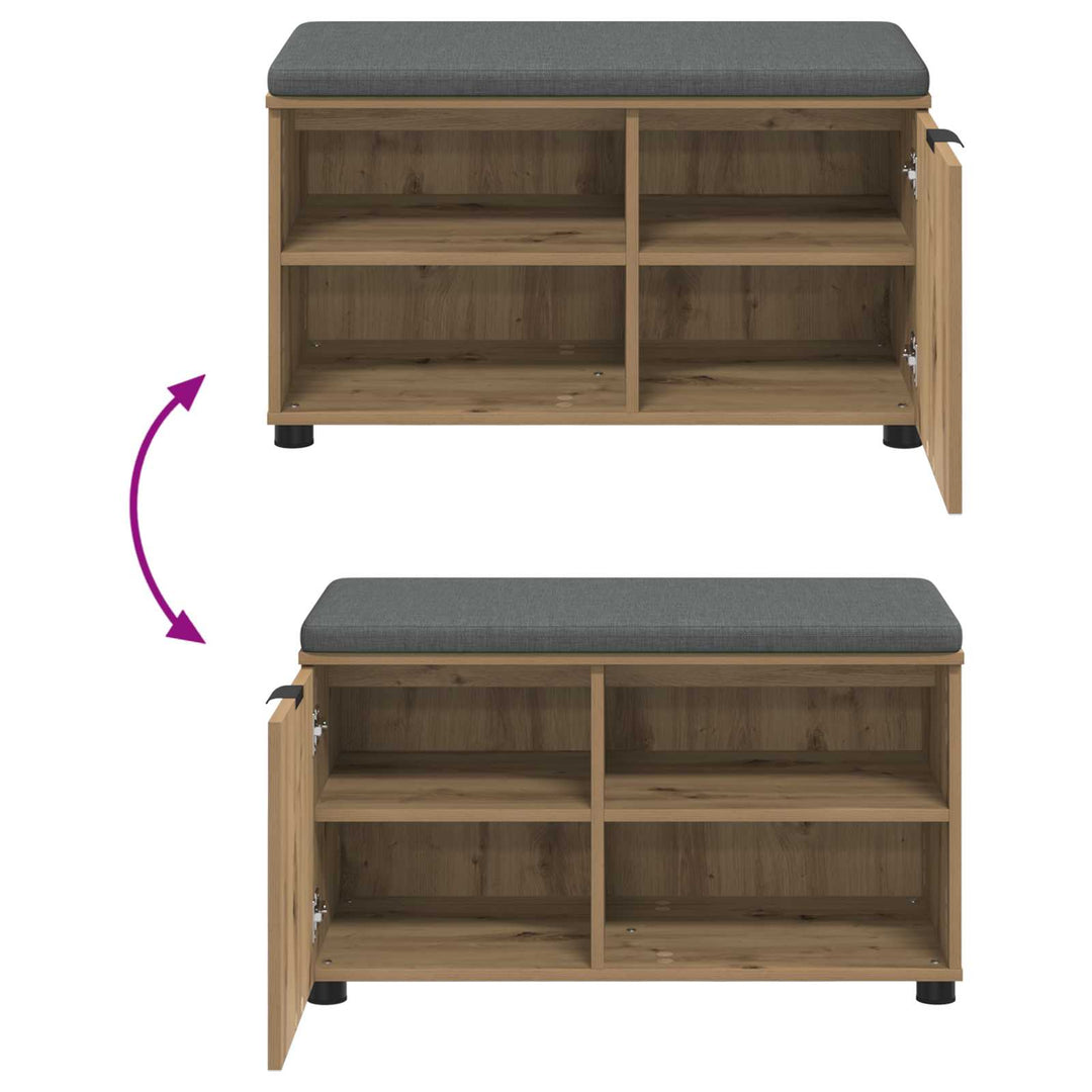 Skobænk med hynde Artisan-eg 80 x 38 x 46 cm Konstrueret træ