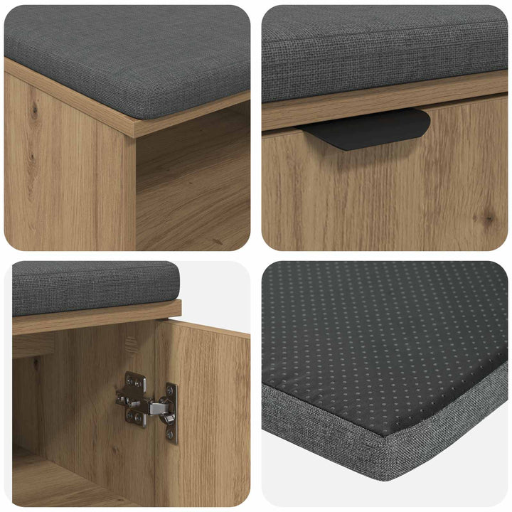 Skobænk med hynde Artisan-eg 100 x 38 x 46 cm Konstrueret træ
