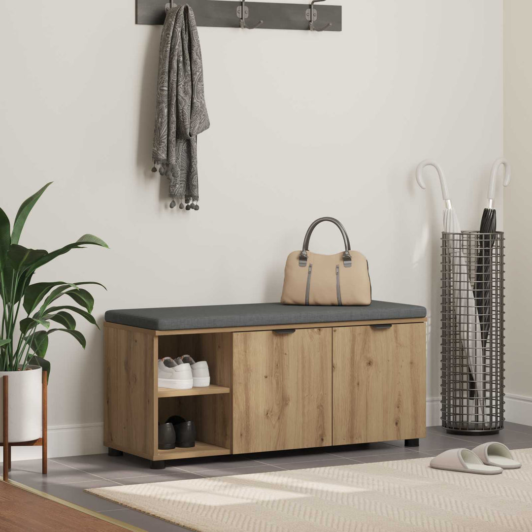 Skobænk med hynde Artisan-eg 100 x 38 x 46 cm Konstrueret træ