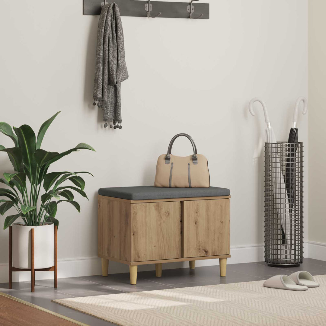 Skobænk med hynde Artisan-eg 60 x 38 x 46 cm Konstrueret træ