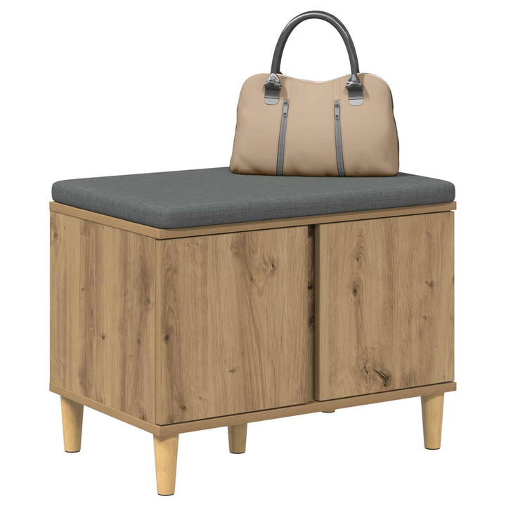 Skobænk med hynde Artisan-eg 60 x 38 x 46 cm Konstrueret træ