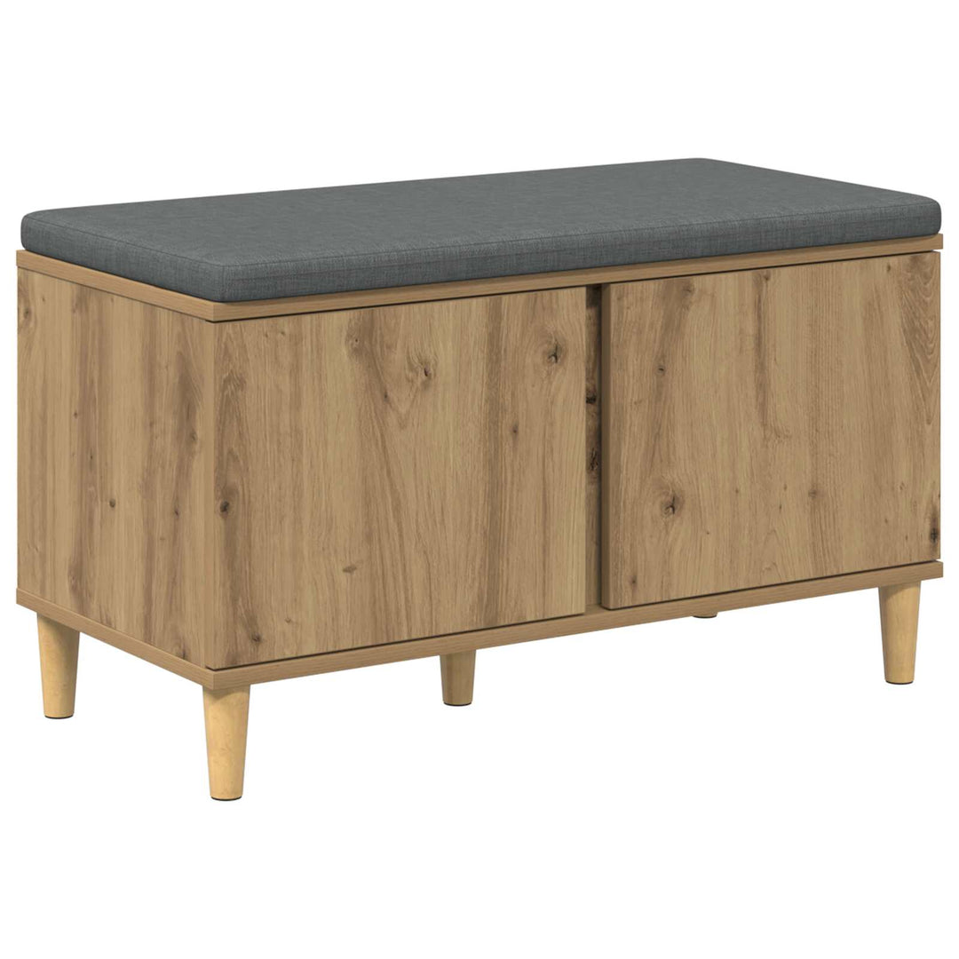 Skobænk med hynde Artisan-eg 80 x 38 x 46 cm Konstrueret træ