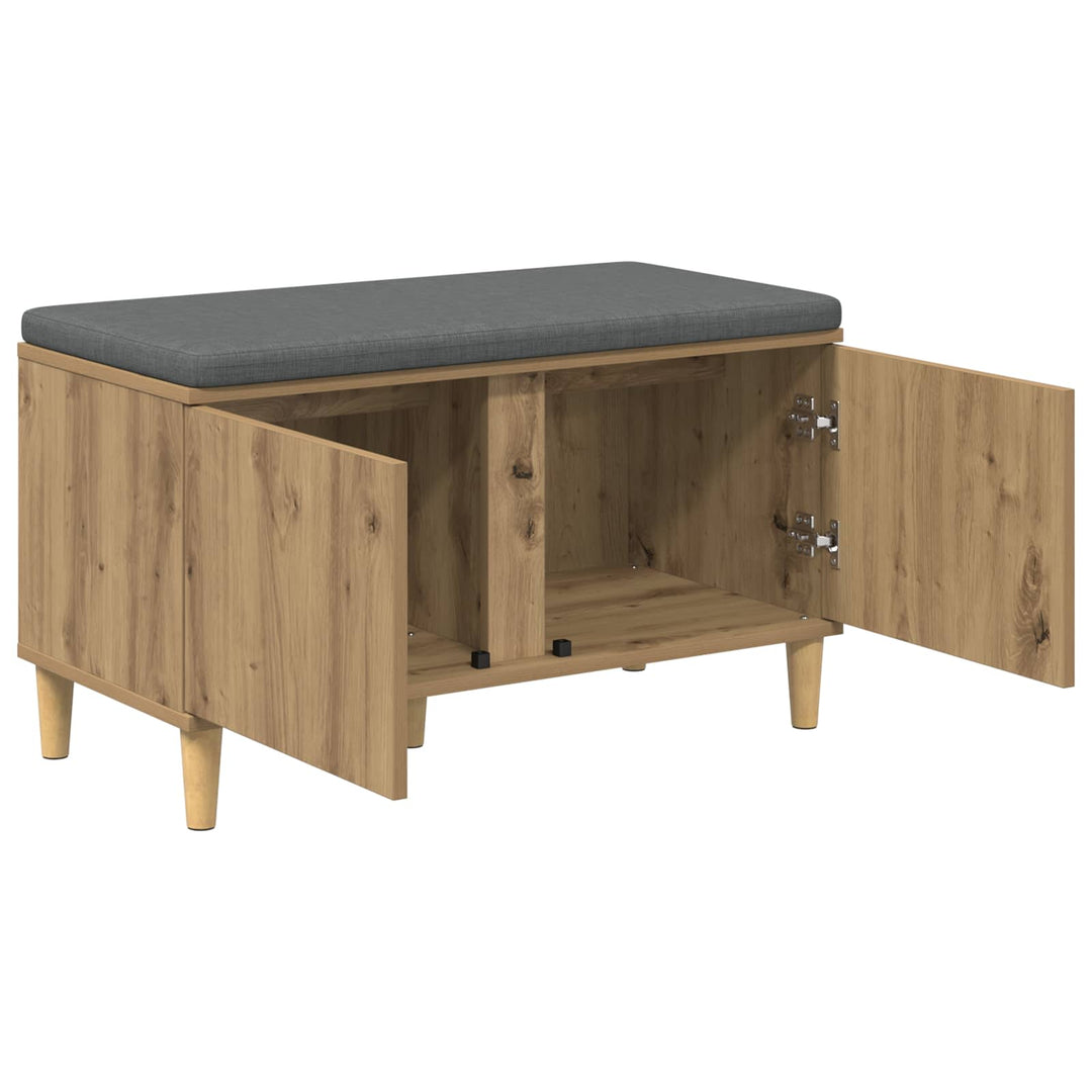 Skobænk med hynde Artisan-eg 80 x 38 x 46 cm Konstrueret træ