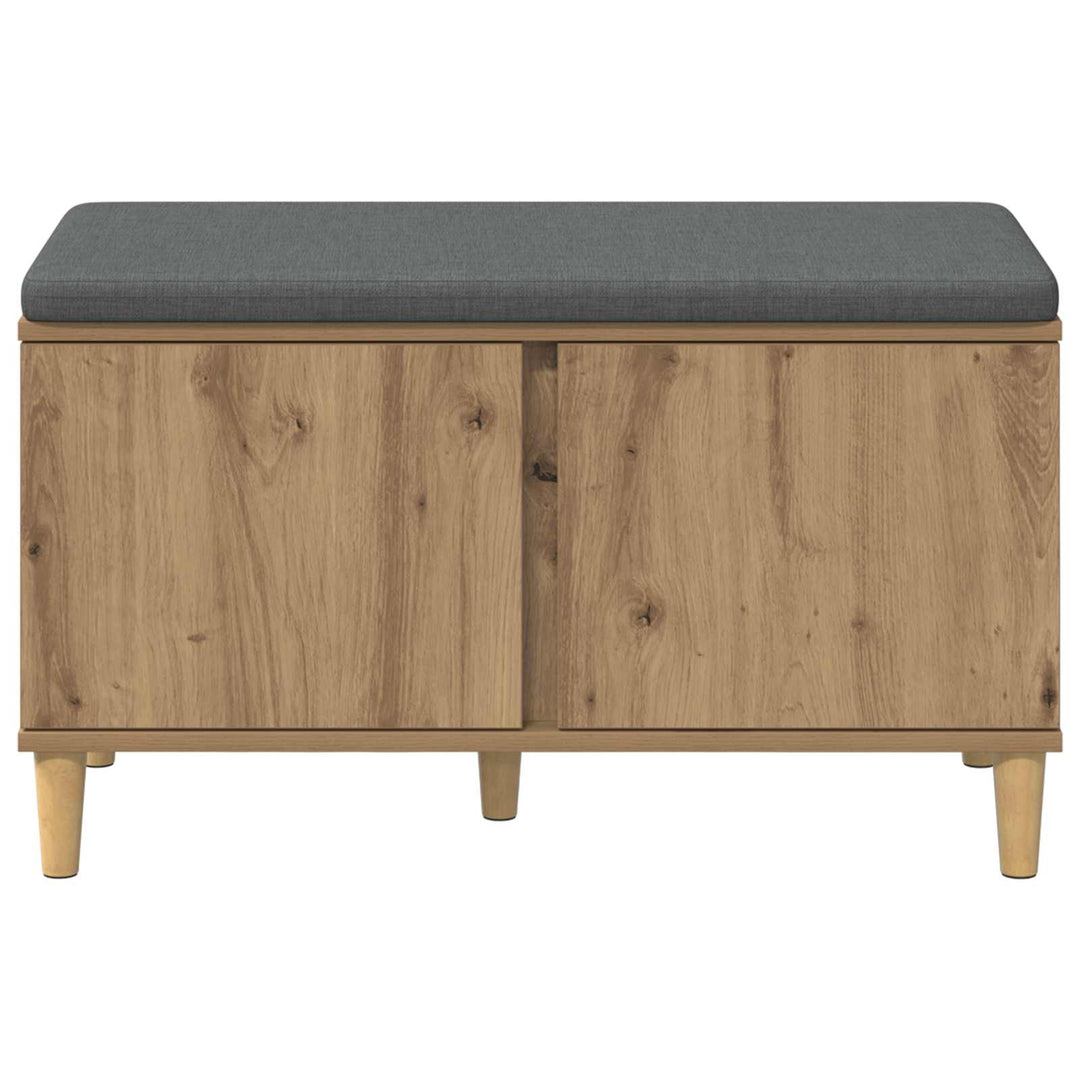 Skobænk med hynde Artisan-eg 80 x 38 x 46 cm Konstrueret træ