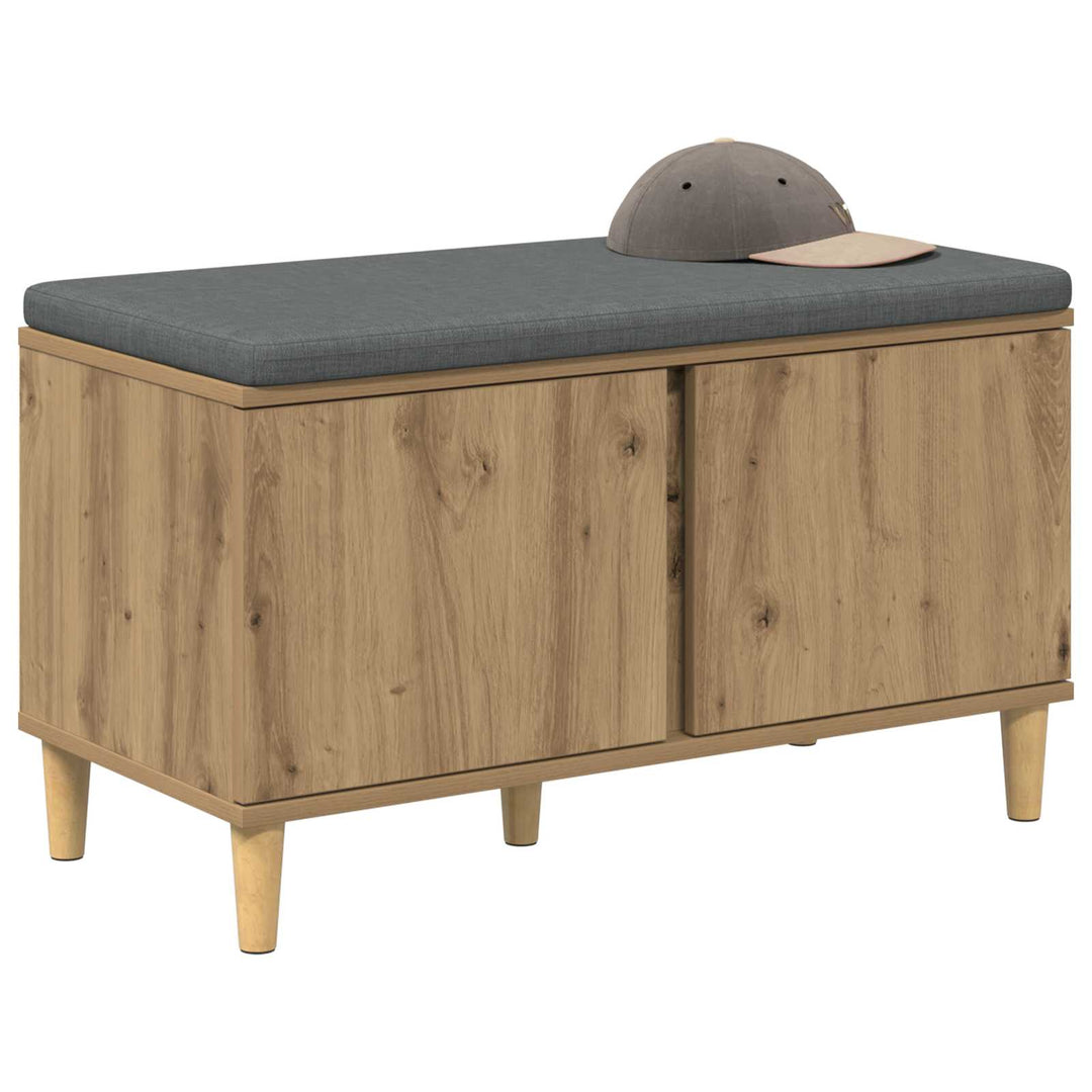 Skobænk med hynde Artisan-eg 80 x 38 x 46 cm Konstrueret træ