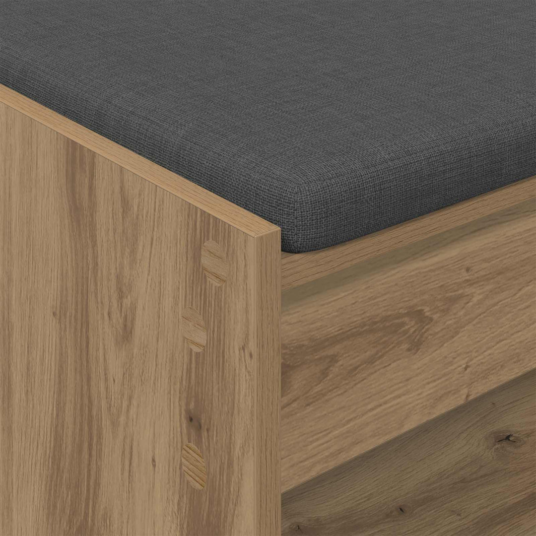 Sko bænk med pude Artisan-eg 63 x 38 x 45 cm Konstrueret træ