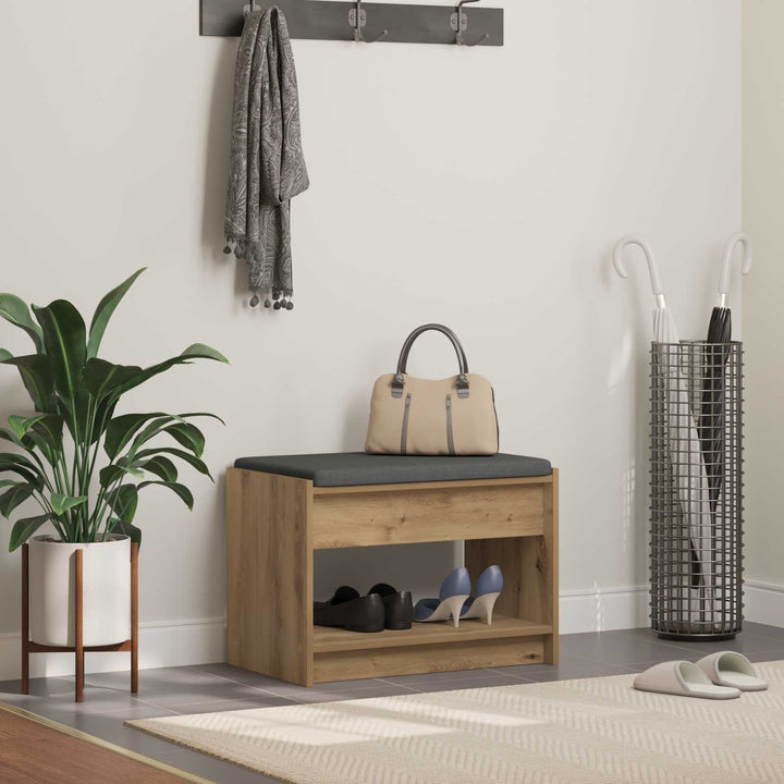 Sko bænk med pude Artisan-eg 63 x 38 x 45 cm Konstrueret træ