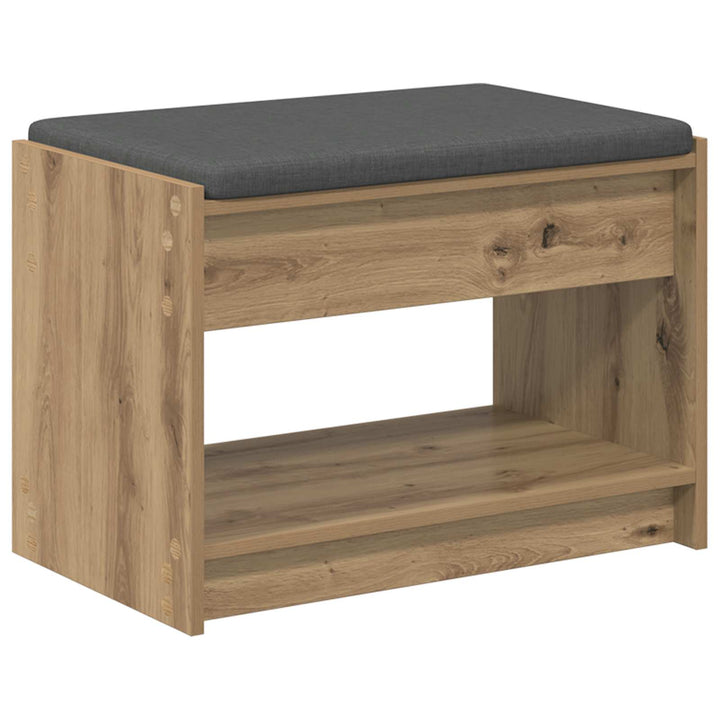 Sko bænk med pude Artisan-eg 63 x 38 x 45 cm Konstrueret træ