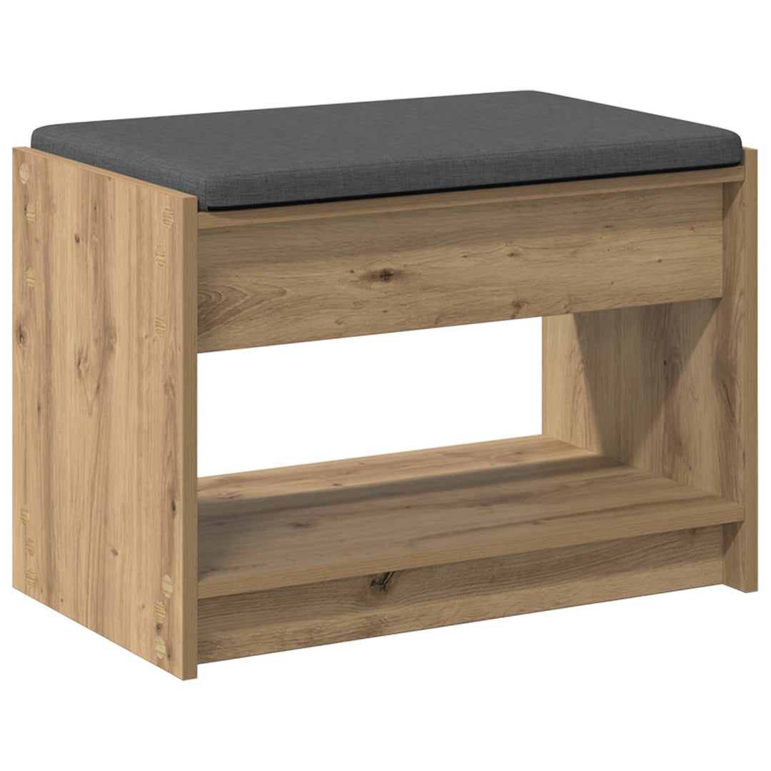 Sko bænk med pude Artisan-eg 63 x 38 x 45 cm Konstrueret træ