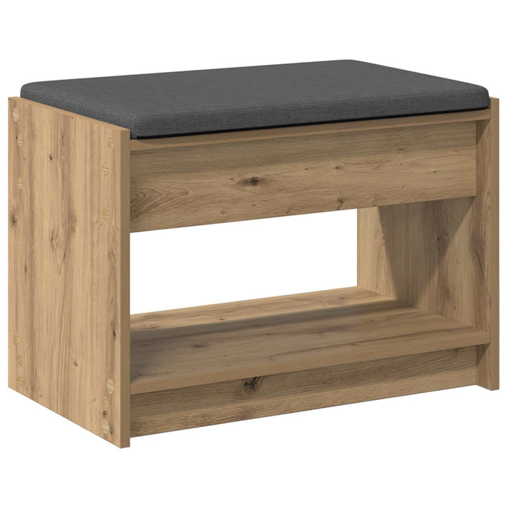 Sko bænk med pude Artisan-eg 63 x 38 x 45 cm Konstrueret træ