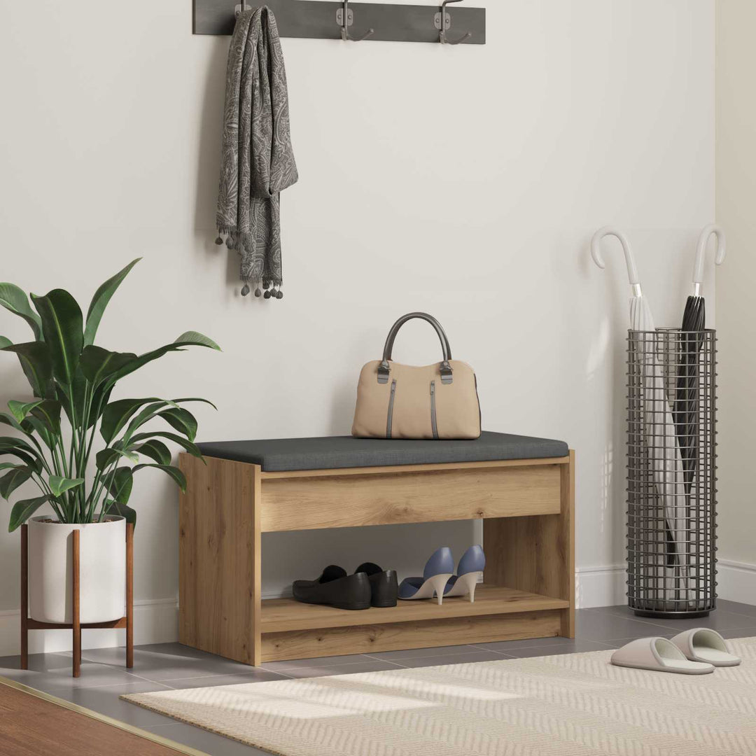 Sko bænk med pude Artisan-eg 83 x 38 x 45 cm Konstrueret træ