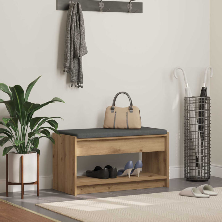 Sko bænk med pude Artisan-eg 83 x 38 x 45 cm Konstrueret træ