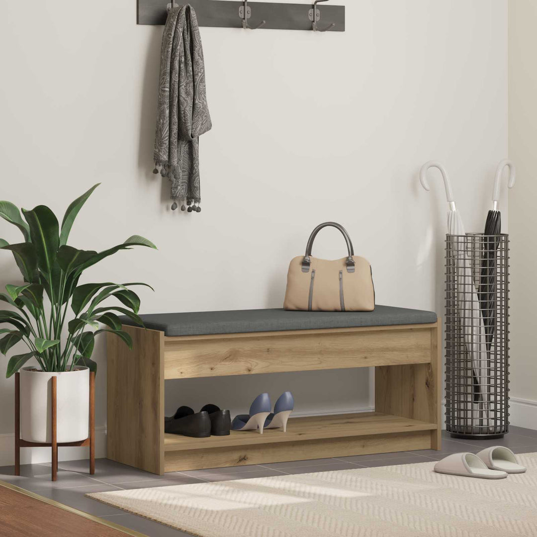 Sko bænk med pude Artisan-eg 103 x 38 x 45 cm Konstrueret træ