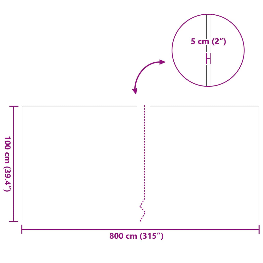 Kunstgræs Grøn 1 x 8 m / 50 mm PP & PE