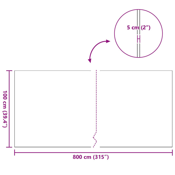 Kunstgræs Grøn 1 x 8 m / 50 mm PP & PE