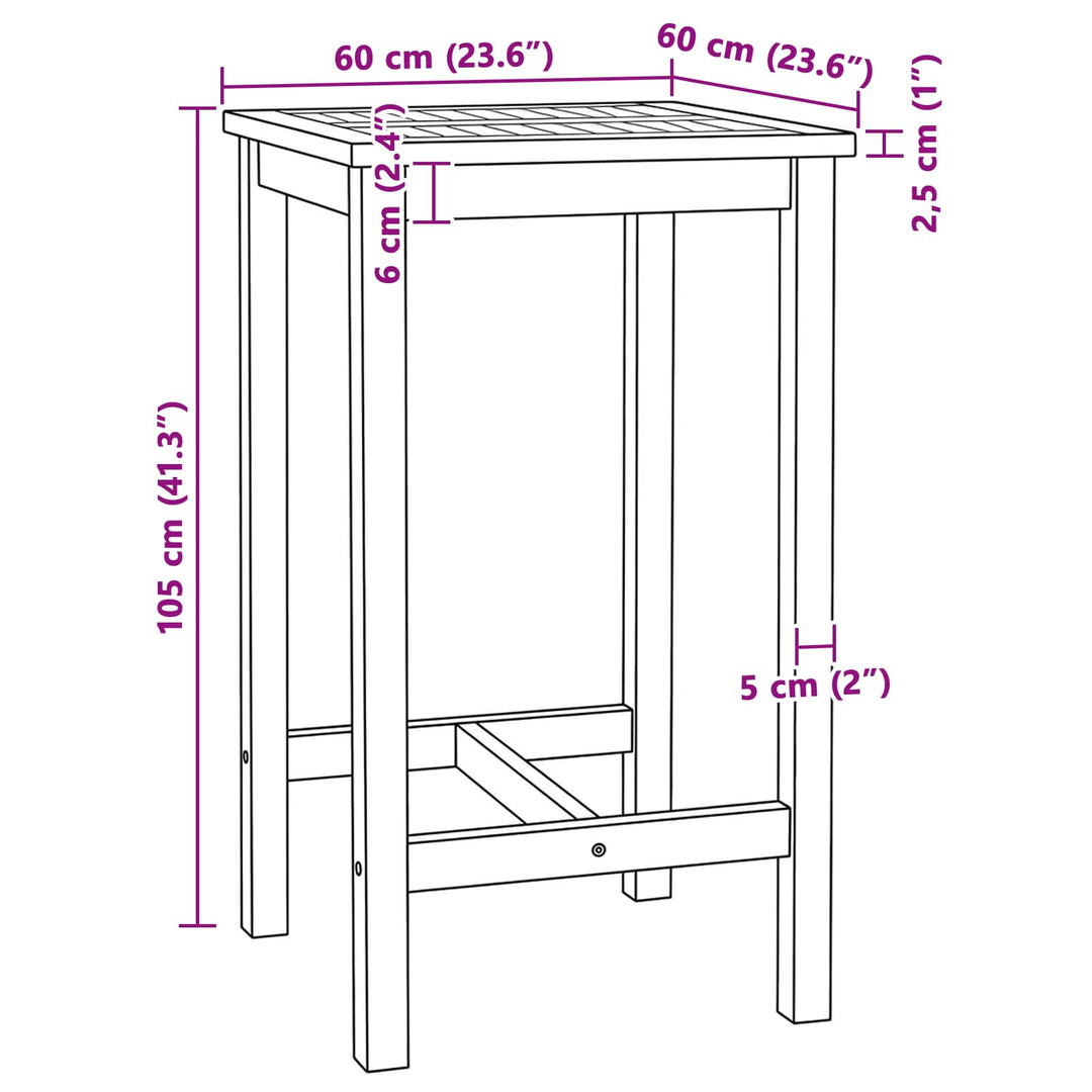 Barbord Naturfarvet 60 x 60 x 105 cm Massiv Teak