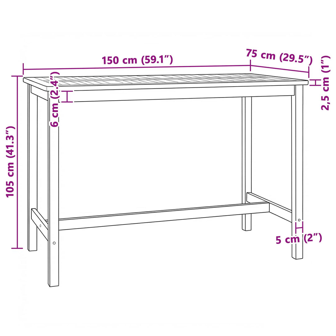 Barbord Naturfarvet 150 x 75 x 105 cm Massiv Teaktræ