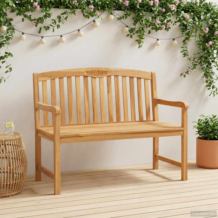Håndskåret Rosenbænk Naturfarvet 114 x 60,5 x 95 cm