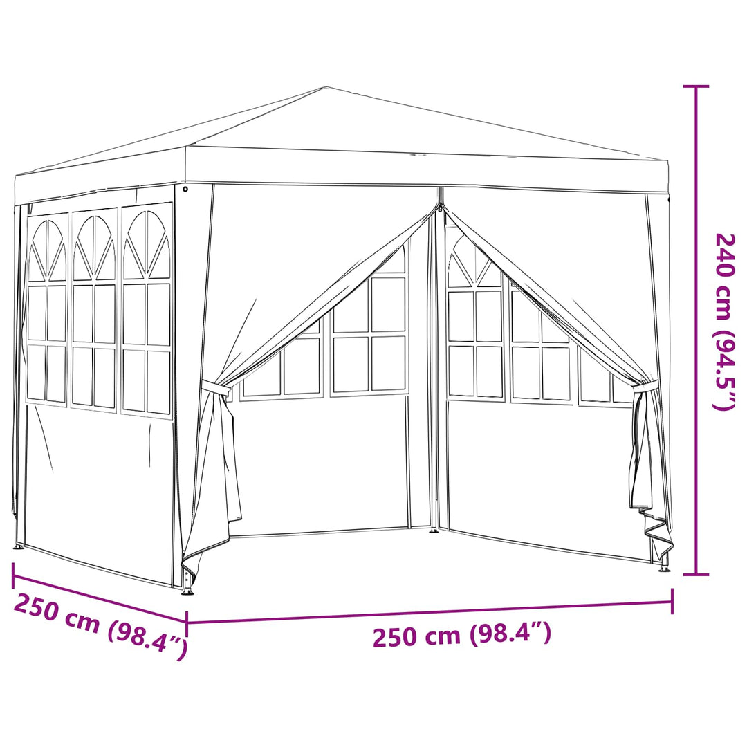 Party Tent Rød 250 x 250 x 240 cm PE og stål