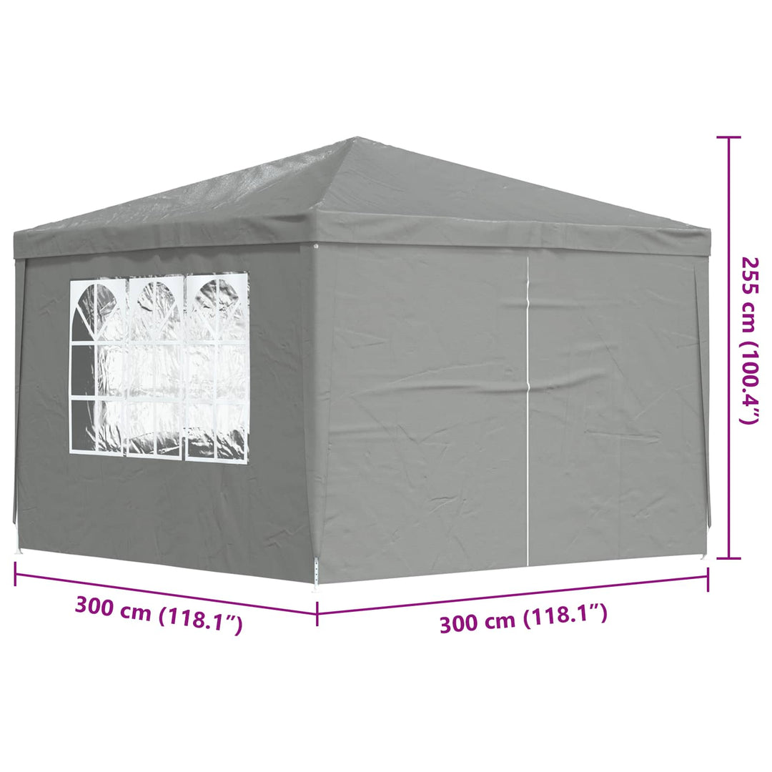 Party Tent 300 x 300 x 255 cm Lysegrå PE og stål