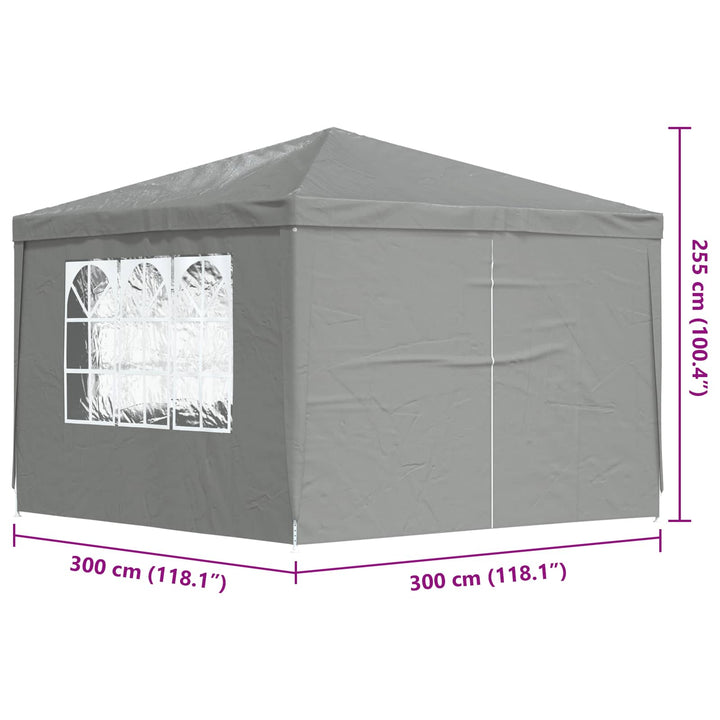 Party Tent 300 x 300 x 255 cm Lysegrå PE og stål