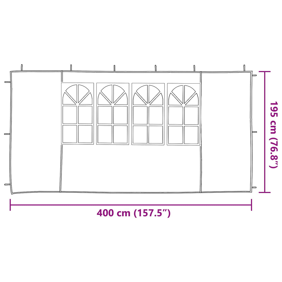 Festasidevæg 2 pcs 400 x 195 cm Antracit PE og stål
