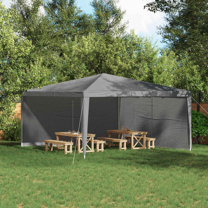 Festasidevæg 2 pcs Lysegrå 400 x 195 cm PE og stål