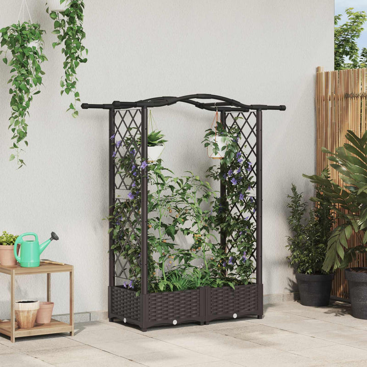 Hævet Bed med Trellis og Tag Brun 124 x 40 x 125 cm PP