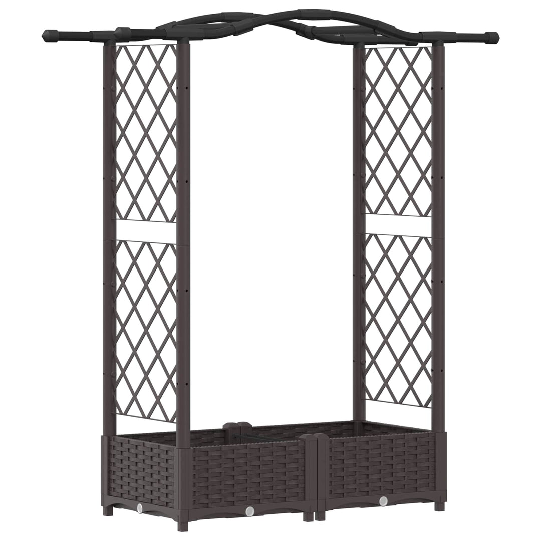 Hævet Bed med Trellis og Tag Brun 124 x 40 x 125 cm PP