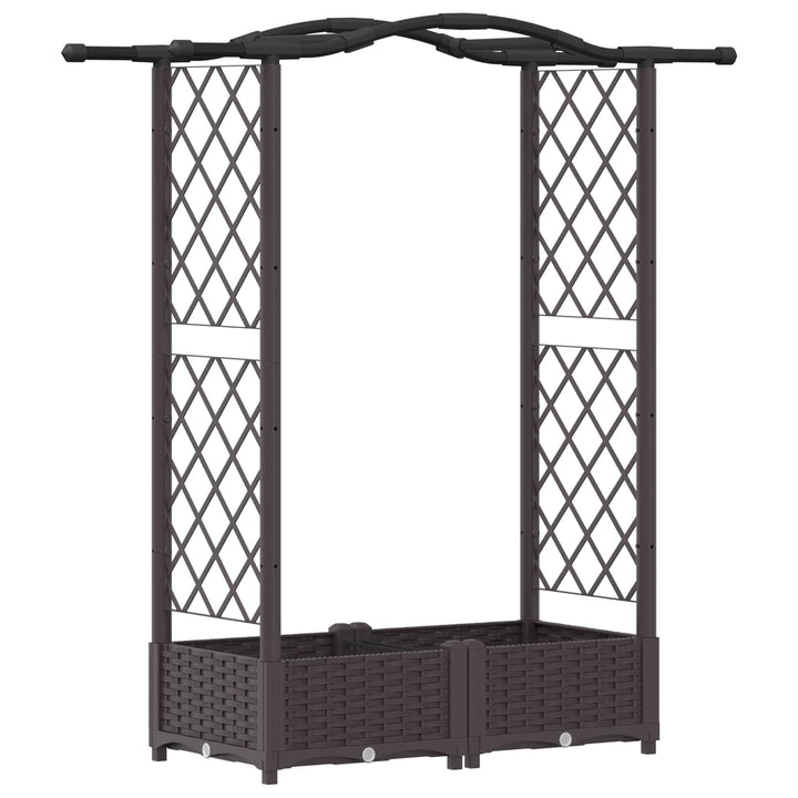 Hævet Bed med Trellis og Tag Brun 124 x 40 x 125 cm PP