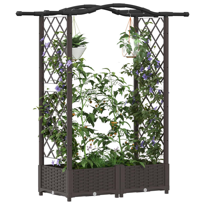 Hævet Bed med Trellis og Tag Brun 124 x 40 x 125 cm PP