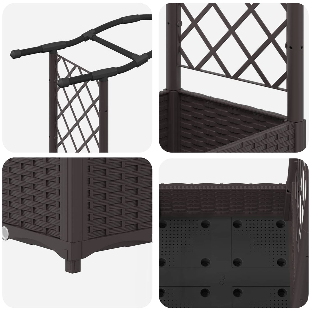 Hævet Bed med Trellis og Tag Brun 169 x 40 x 125 cm PP