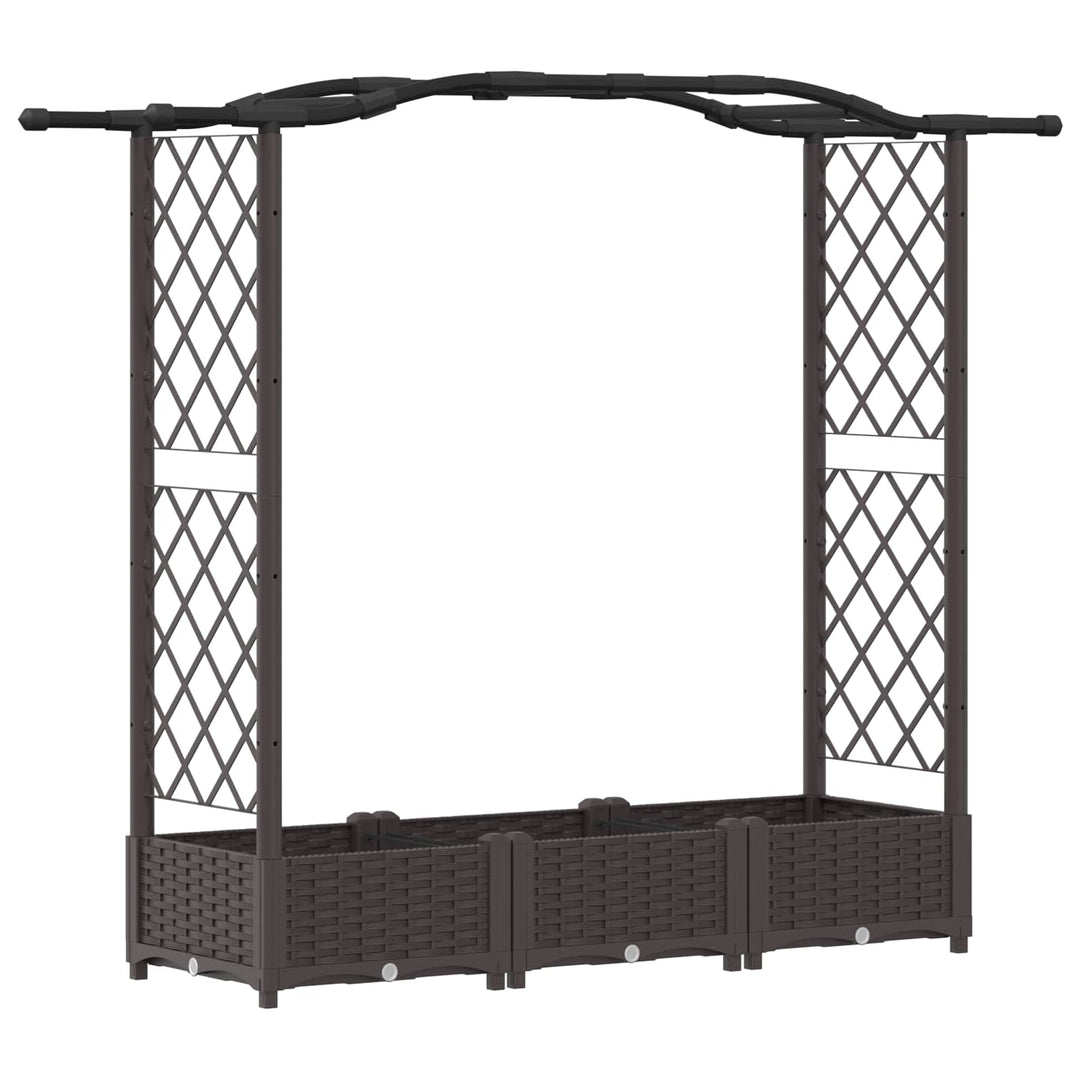 Hævet Bed med Trellis og Tag Brun 169 x 40 x 125 cm PP