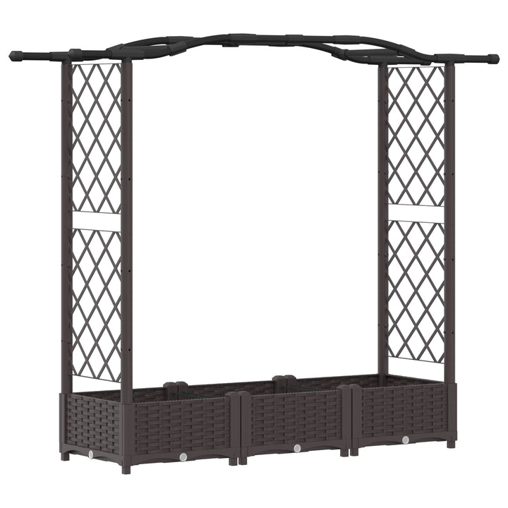 Hævet Bed med Trellis og Tag Brun 169 x 40 x 125 cm PP