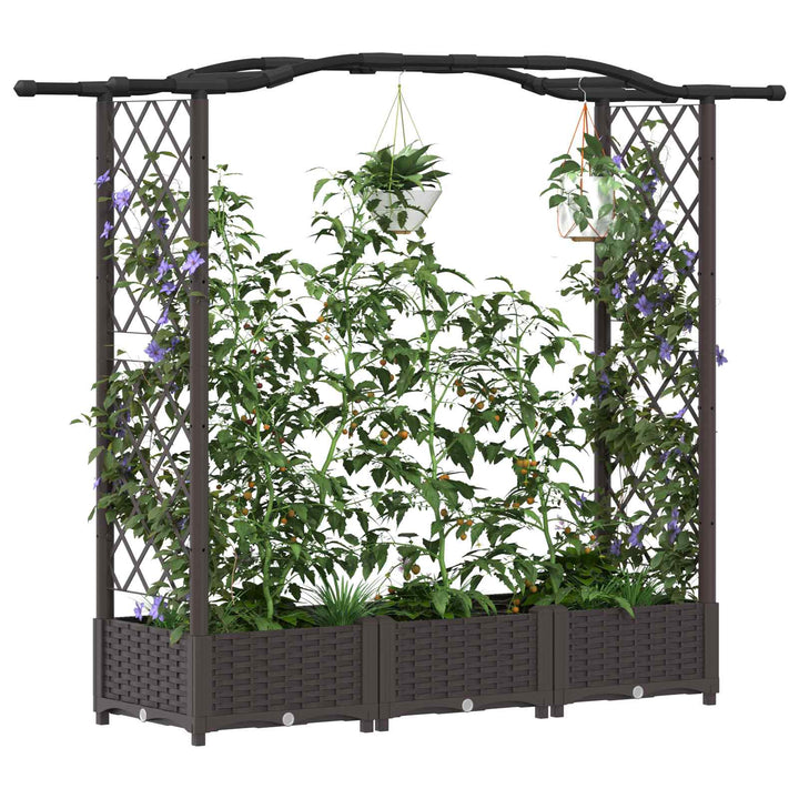 Hævet Bed med Trellis og Tag Brun 169 x 40 x 125 cm PP