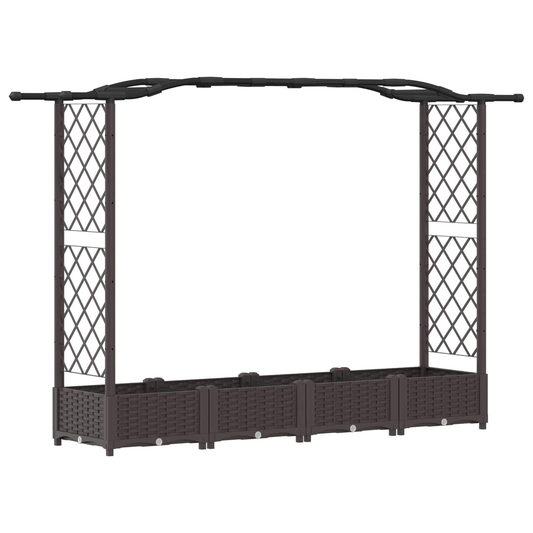 Hævet Bed med Trellis og Tag Brun 207 x 40 x 126 cm PP