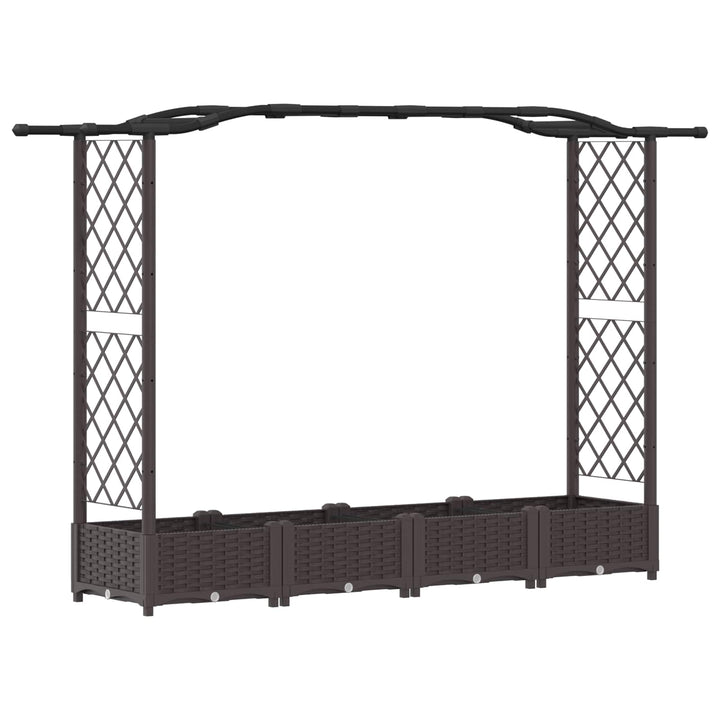 Hævet Bed med Trellis og Tag Brun 207 x 40 x 126 cm PP