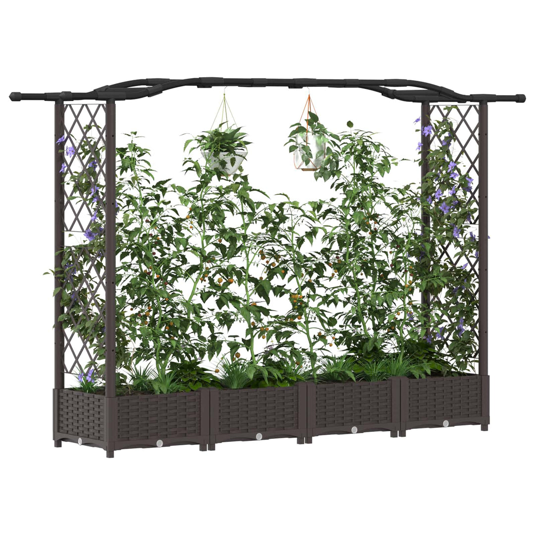 Hævet Bed med Trellis og Tag Brun 207 x 40 x 126 cm PP