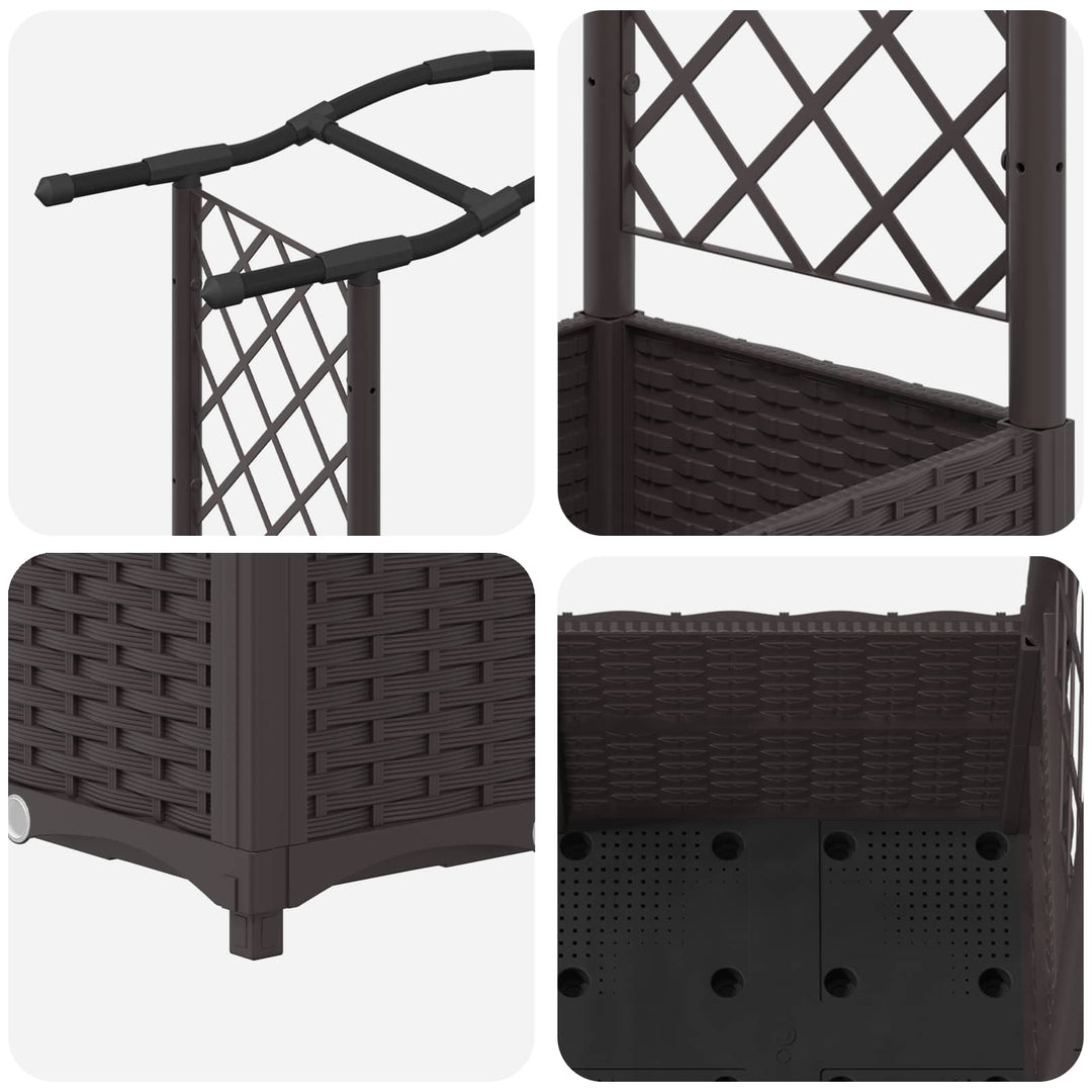 Hævet Bed med Trellis og Tag Brun 125 x 40 x 138 cm PP