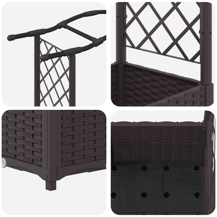 Hævet Bed med Trellis og Tag Brun 125 x 40 x 138 cm PP