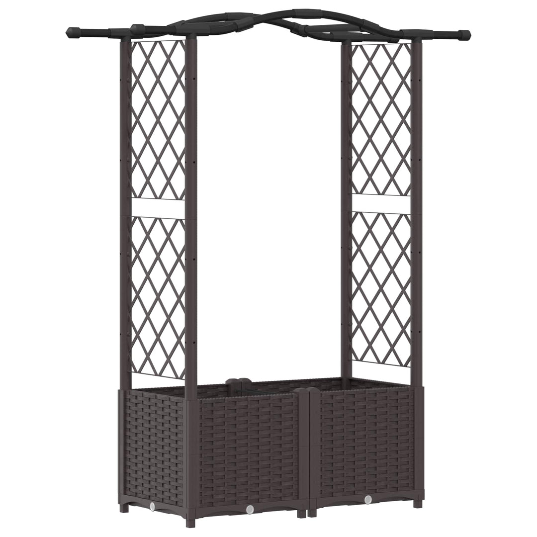 Hævet Bed med Trellis og Tag Brun 125 x 40 x 138 cm PP
