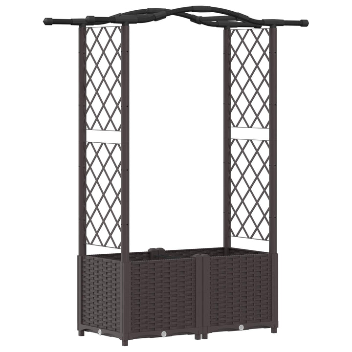 Hævet Bed med Trellis og Tag Brun 125 x 40 x 138 cm PP