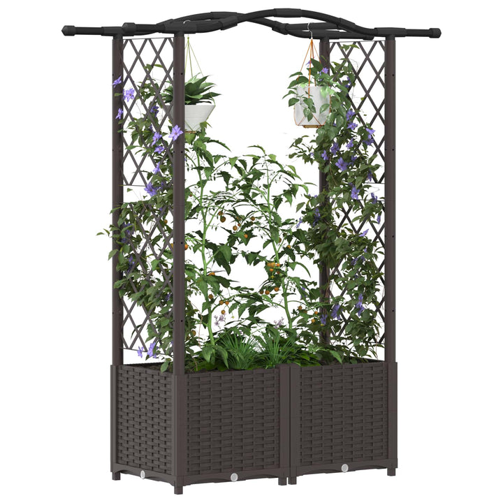 Hævet Bed med Trellis og Tag Brun 125 x 40 x 138 cm PP