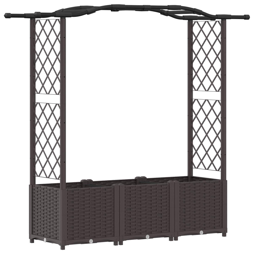 Hævet Bed med Trellis og Tag Brun 164 x 40 x 142 cm PP