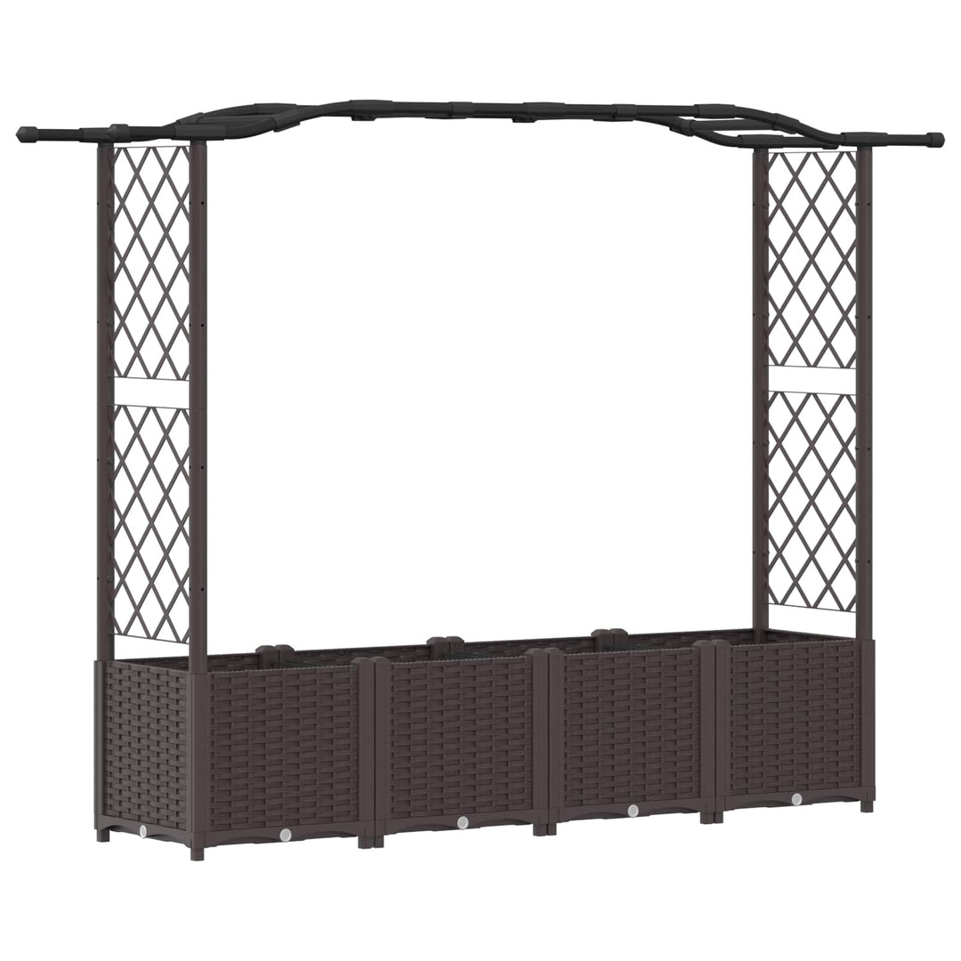 Hævet Bed med Trellis og Tag Brun 204 x 40 x 141 cm PP